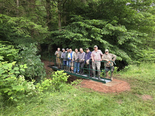 Pose de la nouvelle passerelle à l’étang de Val-et-Châtillon  