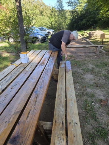 Peinture des bancs / Électricité / Entretien des extérieurs